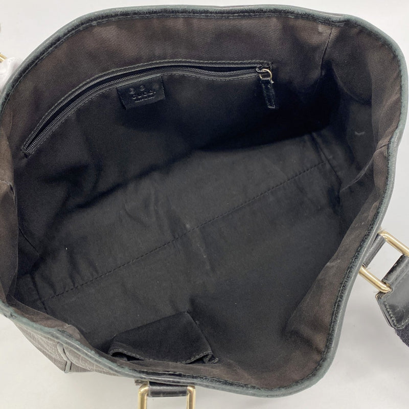【6fa0358-k】グッチ トートバッグ GGスプリーム 264221 PVC ブラック ブラウン ゴールド金具【中古】レディース