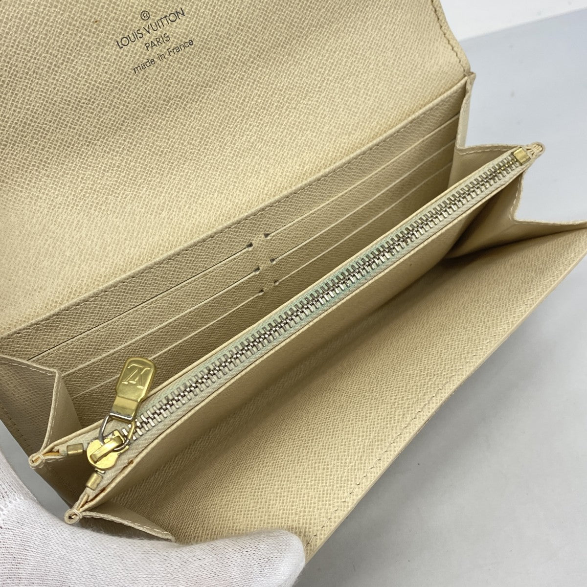 【6fa0364-k】ルイヴィトン 長財布 ダミエ・アズール ポルトフォイユサラ N61735 ホワイト【中古】レディース