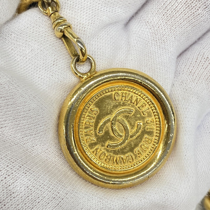 【6fa0367-k】シャネル ベルト レザー チェーン ブラック ゴールド金具【中古】レディース