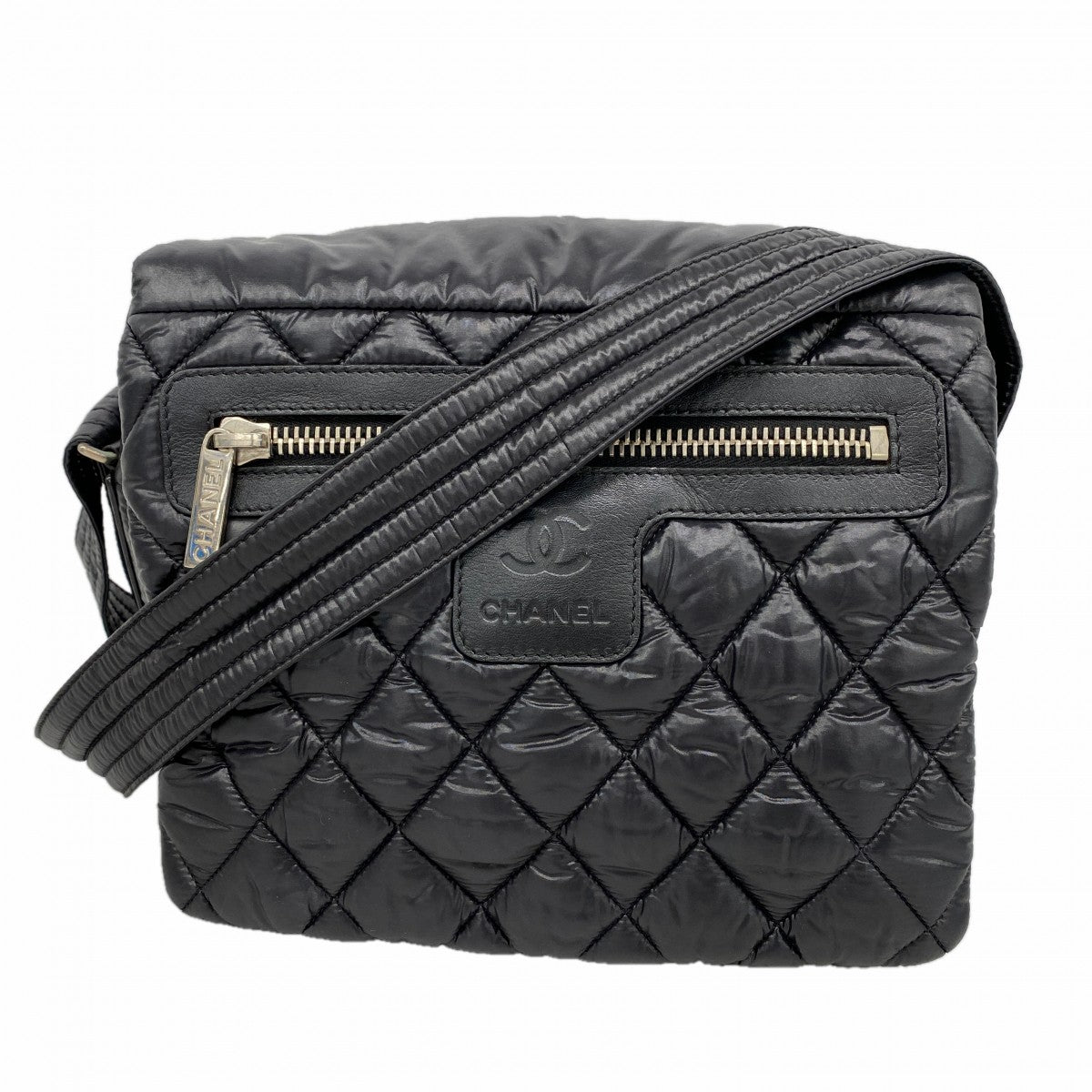 【6fa0368-k】シャネル ショルダーバッグ コココクーン ナイロン ブラック シルバー金具【中古】レディース