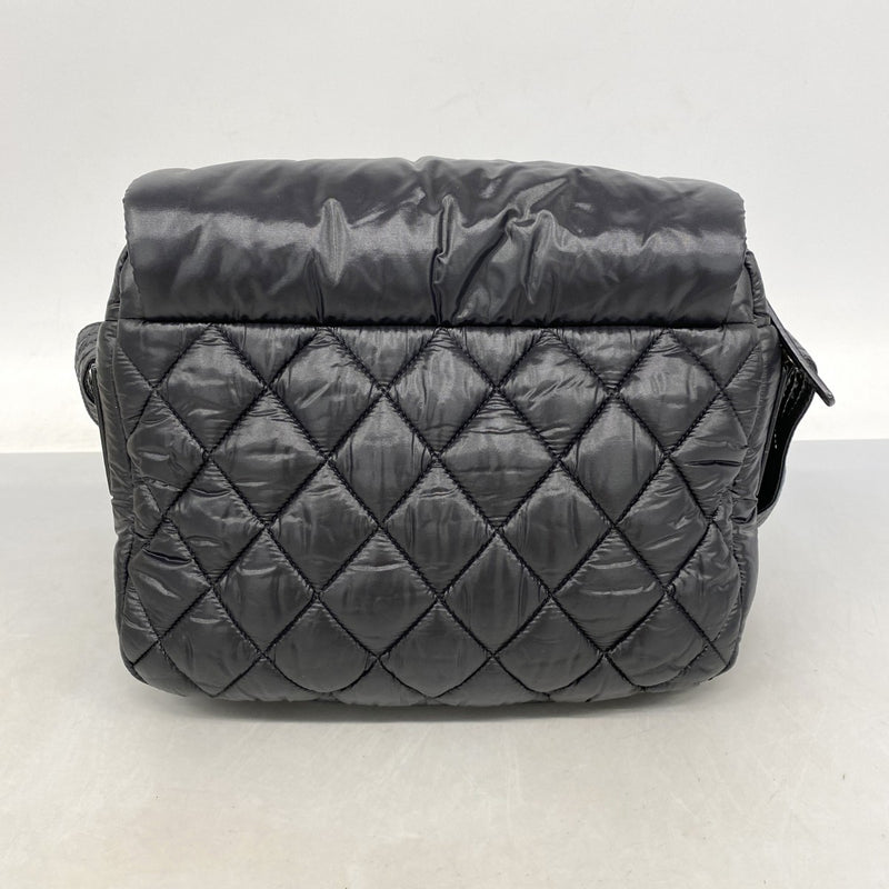 【6fa0368-k】シャネル ショルダーバッグ コココクーン ナイロン ブラック シルバー金具【中古】レディース
