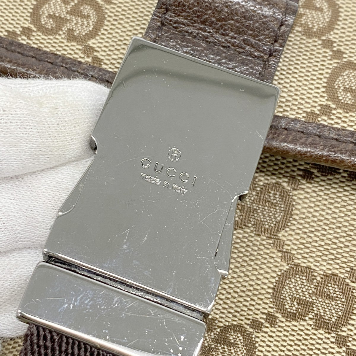 【6fa0369-k】グッチ ウエストバッグ GGキャンバス 131236 キャンバス ブラウン シルバー金具【中古】レディース