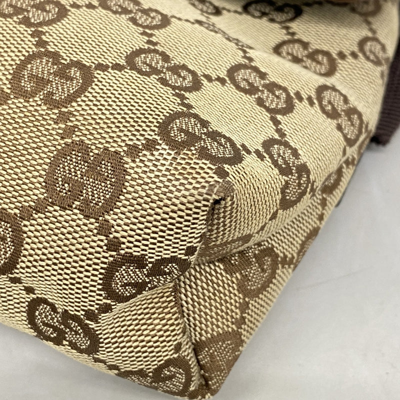 【6fa0369-k】グッチ ウエストバッグ GGキャンバス 131236 キャンバス ブラウン シルバー金具【中古】レディース