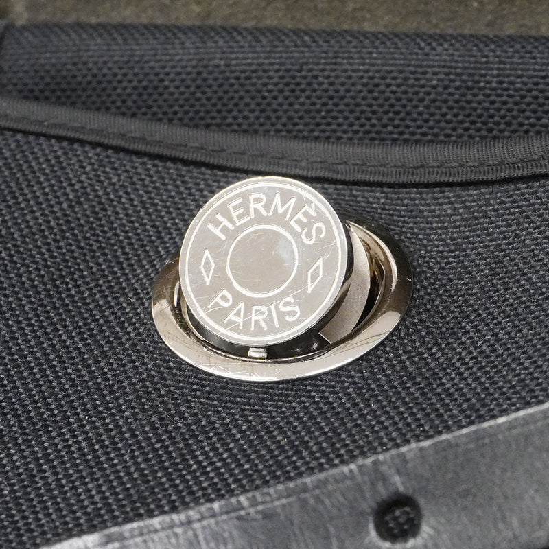 【6fa0377】エルメス ハンドバッグ エールバッグジップPM トワルオフィシエ ブラック シルバー金具 A刻印 2wayバッグ【中古】レディース