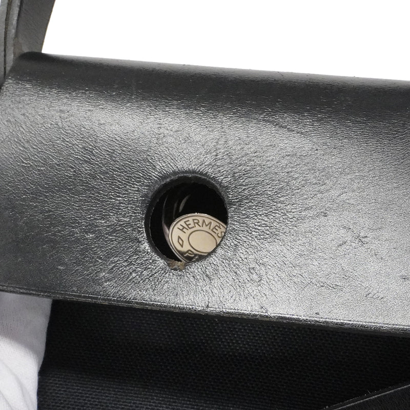 【6fa0377】エルメス ハンドバッグ エールバッグジップPM トワルオフィシエ ブラック シルバー金具 A刻印 2wayバッグ【中古】レディース
