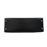 【6fa0379】エルメス ハンドバッグ ケリー32 ボックスカーフ ブラック ゴールド金具 □F刻印 2wayバッグ【中古】レディース