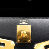 【6fa0379】エルメス ハンドバッグ ケリー32 ボックスカーフ ブラック ゴールド金具 □F刻印 2wayバッグ【中古】レディース