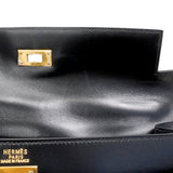 【6fa0379】エルメス ハンドバッグ ケリー32 ボックスカーフ ブラック ゴールド金具 □F刻印 2wayバッグ【中古】レディース