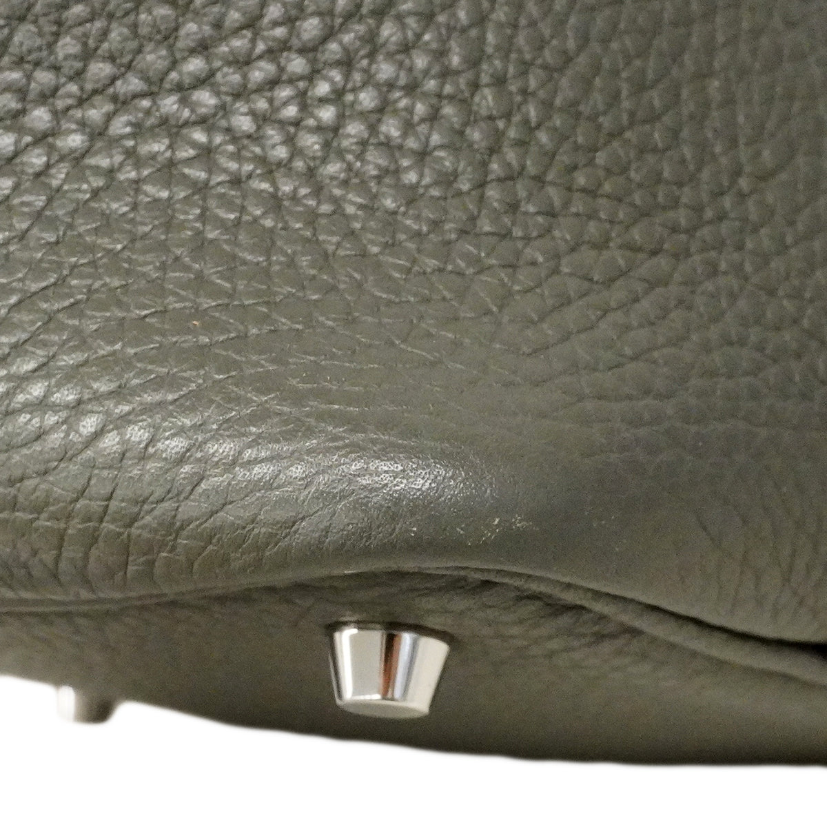 【6fa0380】エルメス ハンドバッグ ピコタンロックPM トリヨンクレマンス オリーブグリーン シルバー金具 T刻印【中古】レディース