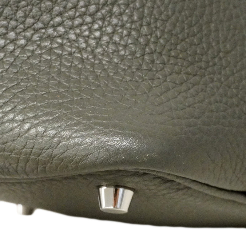 【6fa0380】エルメス ハンドバッグ ピコタンロックPM トリヨンクレマンス オリーブグリーン シルバー金具 T刻印【中古】レディース