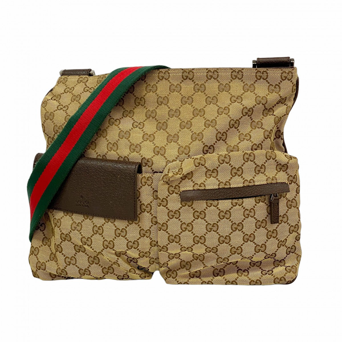 【6fa0381-k】グッチ ショルダーバッグ GGキャンバス 169937 キャンバス ベージュ シルバー金具【中古】レディース