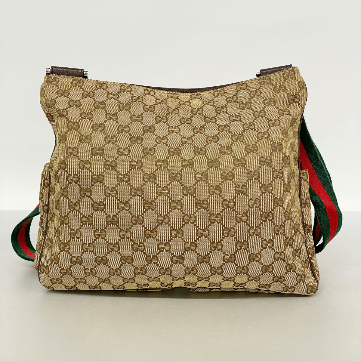 【6fa0381-k】グッチ ショルダーバッグ GGキャンバス 169937 キャンバス ベージュ シルバー金具【中古】レディース