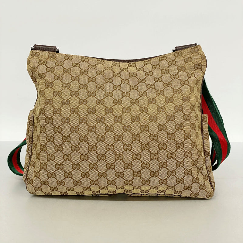【6fa0381-k】グッチ ショルダーバッグ GGキャンバス 169937 キャンバス ベージュ シルバー金具【中古】レディース