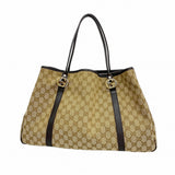 【6fa0383-k】グッチ トートバッグ GGキャンバス インターロッキングG 232956 キャンバス ベージュ ゴールド/シルバー金具【中古】レディース