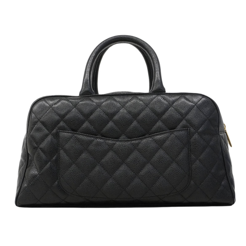 【6fa0401-k】シャネル ハンドバッグ マトラッセ キャビアスキン ブラック ゴールド金具【中古】レディース