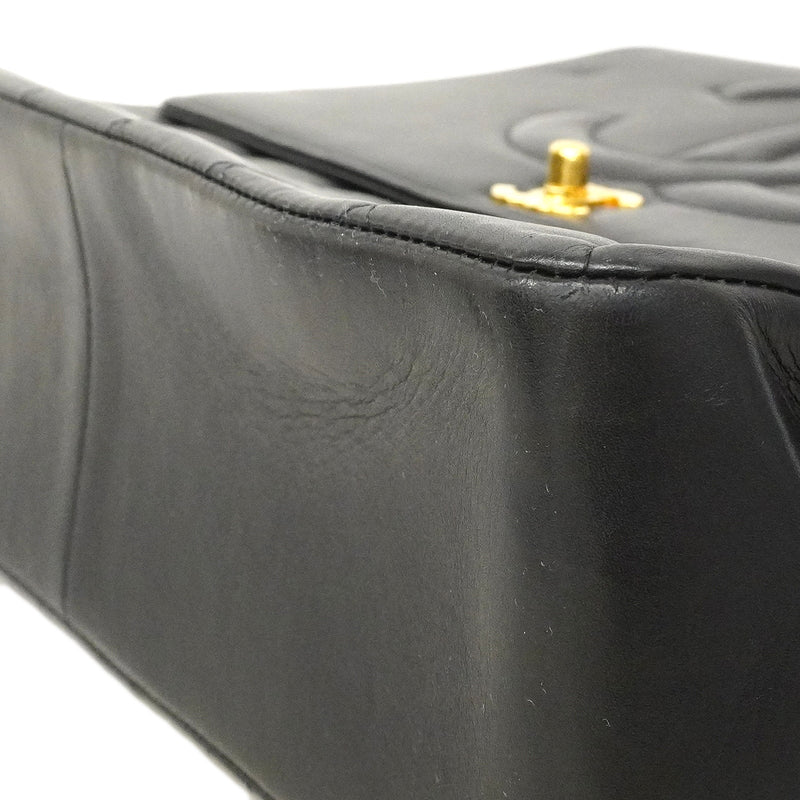 【6fa0412】シャネル ショルダーバッグ デカマトラッセ ラムスキン ブラック ゴールド金具【中古】レディース