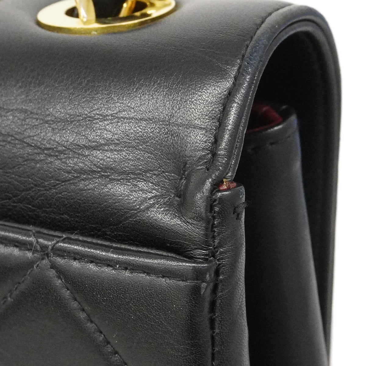 【6fa0412】シャネル ショルダーバッグ デカマトラッセ ラムスキン ブラック ゴールド金具【中古】レディース