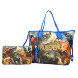 【6fa0415-k】ルイヴィトン トートバッグ マスターズコレクション ネヴァーフルMM M43317 ブルー マルチカラー【中古】レディース