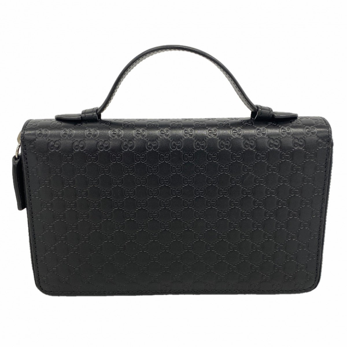 【6fa0448-k】グッチ 長財布 マイクログッチシマ 449246 レザー ブラック シルバー金具【中古】メンズ