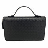 【6fa0448-k】グッチ 長財布 マイクログッチシマ 449246 レザー ブラック シルバー金具【中古】メンズ