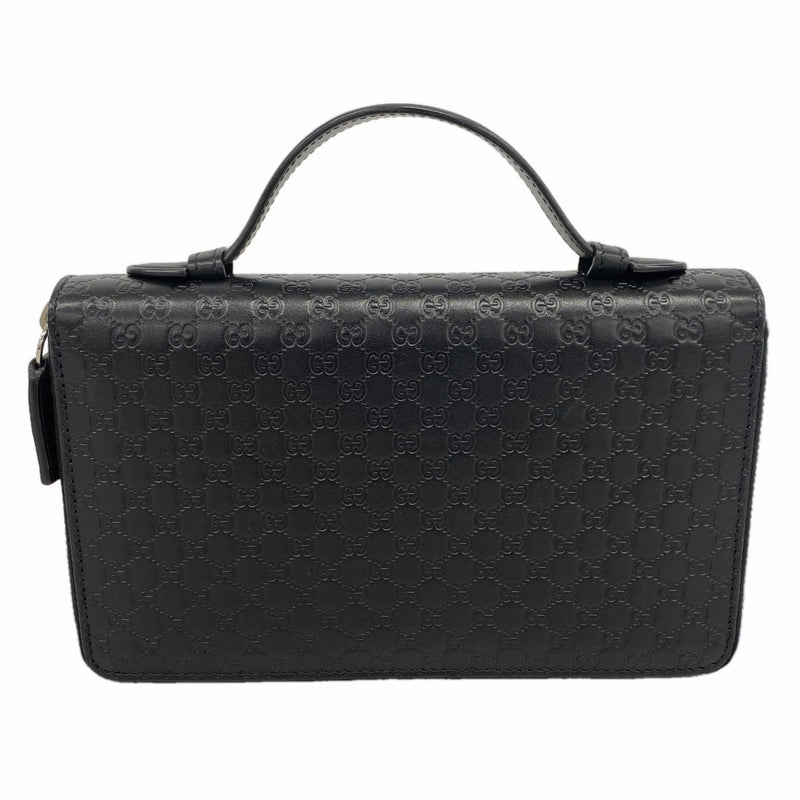 【6fa0448-k】グッチ 長財布 マイクログッチシマ 449246 レザー ブラック シルバー金具【中古】メンズ