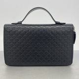 【6fa0448-k】グッチ 長財布 マイクログッチシマ 449246 レザー ブラック シルバー金具【中古】メンズ