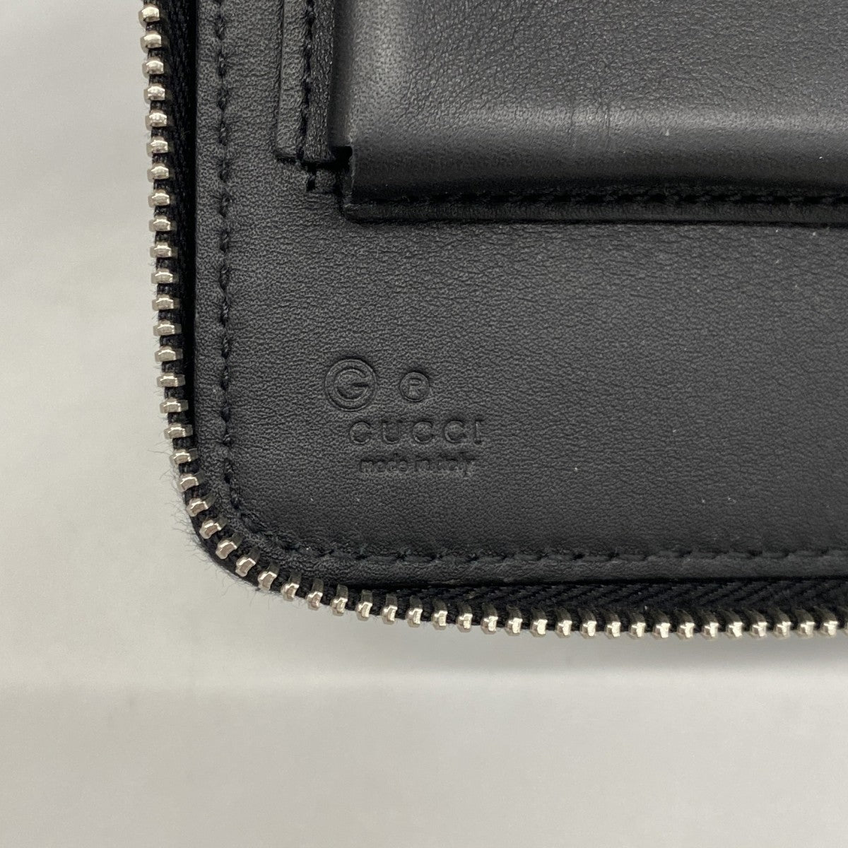 【6fa0448-k】グッチ 長財布 マイクログッチシマ 449246 レザー ブラック シルバー金具【中古】メンズ