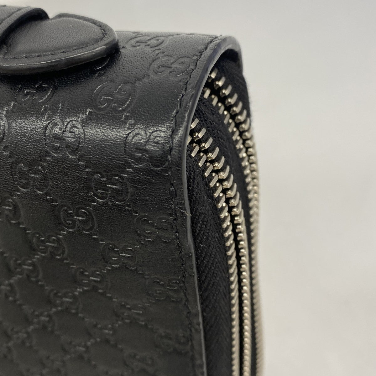 【6fa0448-k】グッチ 長財布 マイクログッチシマ 449246 レザー ブラック シルバー金具【中古】メンズ