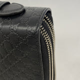 【6fa0448-k】グッチ 長財布 マイクログッチシマ 449246 レザー ブラック シルバー金具【中古】メンズ