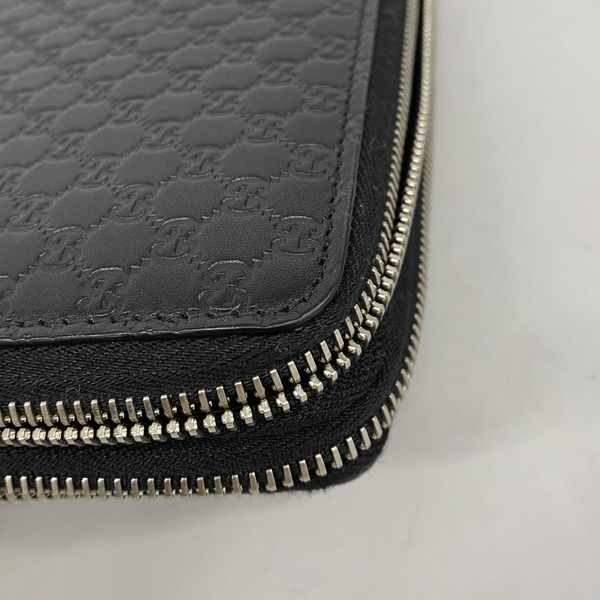 【6fa0448-k】グッチ 長財布 マイクログッチシマ 449246 レザー ブラック シルバー金具【中古】メンズ
