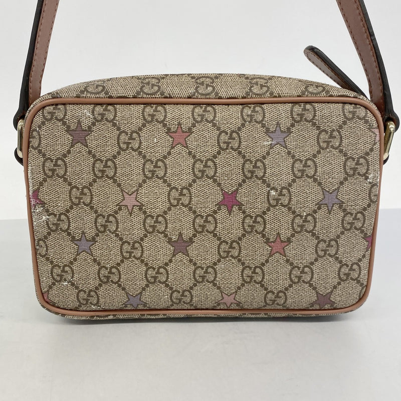 【6fa0449-k】グッチ ショルダーバッグ GGスプリーム 201447 PVC ベージュ ピンク シャンパンゴールド金具【中古】レディース