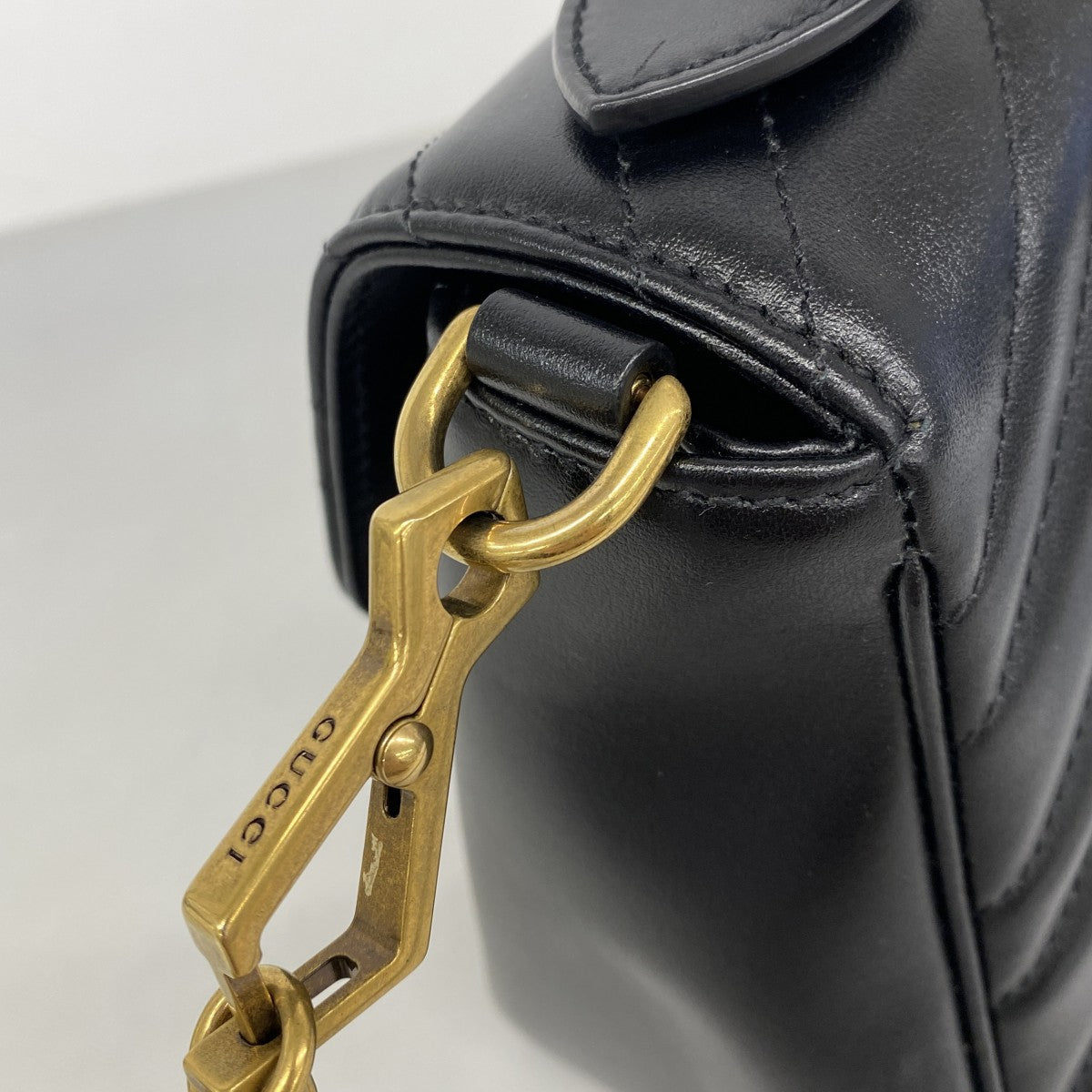 【6fa0451-k】グッチ ハンドバッグ GGマーモント 498110 レザー ブラック ゴールド金具 2wayバッグ【中古】レディース
