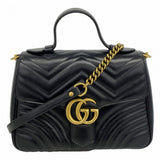 【6fa0451-k】グッチ ハンドバッグ GGマーモント 498110 レザー ブラック ゴールド金具 2wayバッグ【中古】レディース
