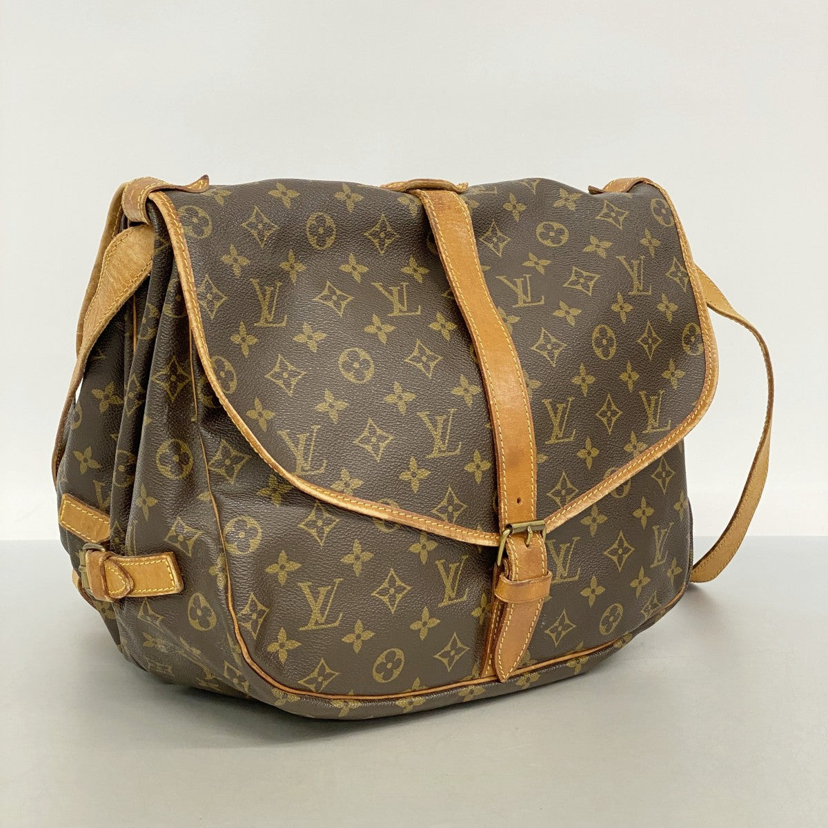 【6fa0469】ルイヴィトン ショルダーバッグ モノグラム ソミュール35 M42254 ブラウン【中古】レディース
