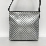 【6fa0471】セリーヌ ショルダーバッグ マカダム エナメル シルバー ブラック シルバー金具【中古】レディース