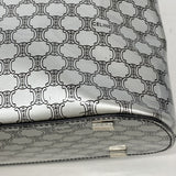 【6fa0471】セリーヌ ショルダーバッグ マカダム エナメル シルバー ブラック シルバー金具【中古】レディース