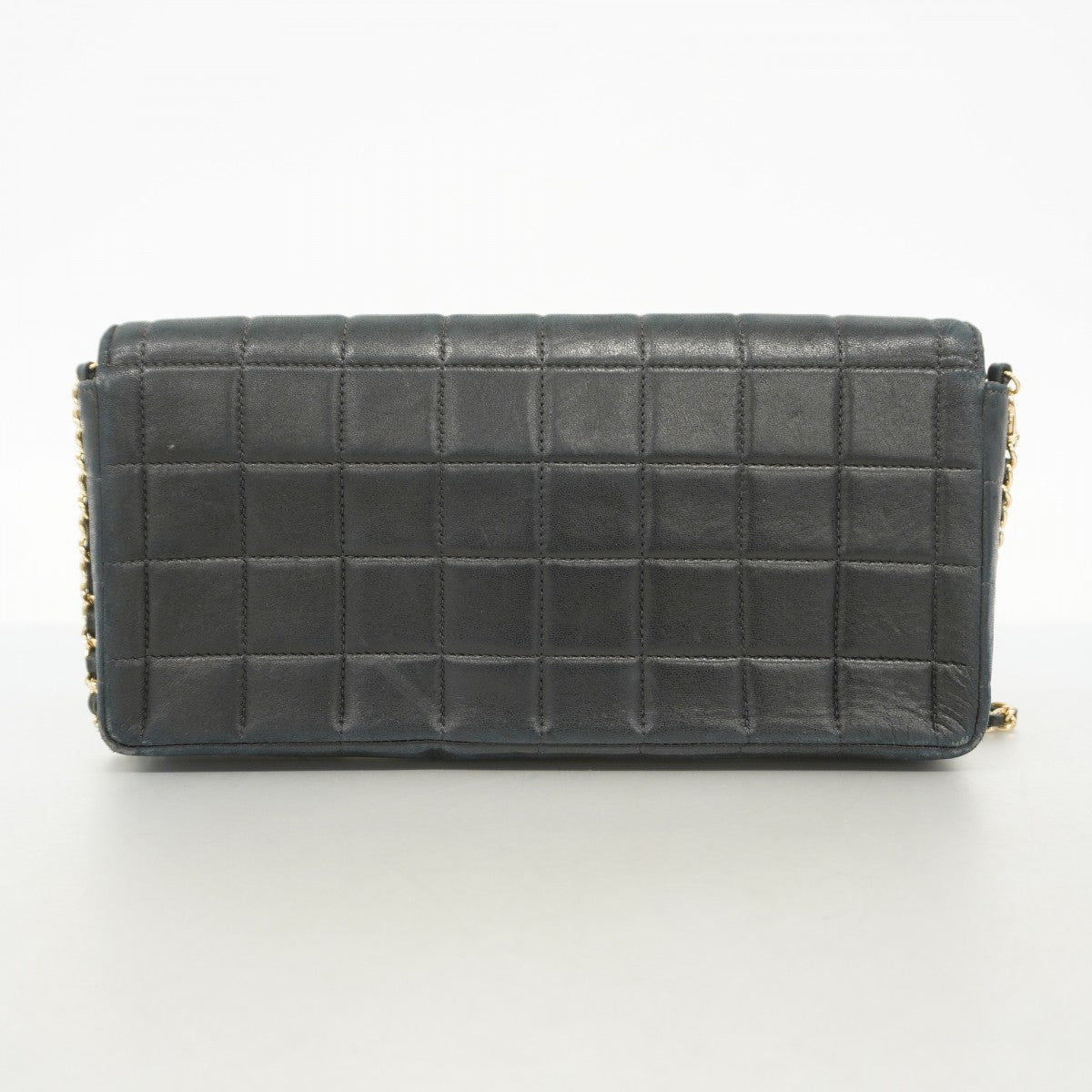 【6fa0474】シャネル ショルダーバッグ チョコバー チェーンショルダー ラムスキン ブラック ゴールド金具【中古】レディース