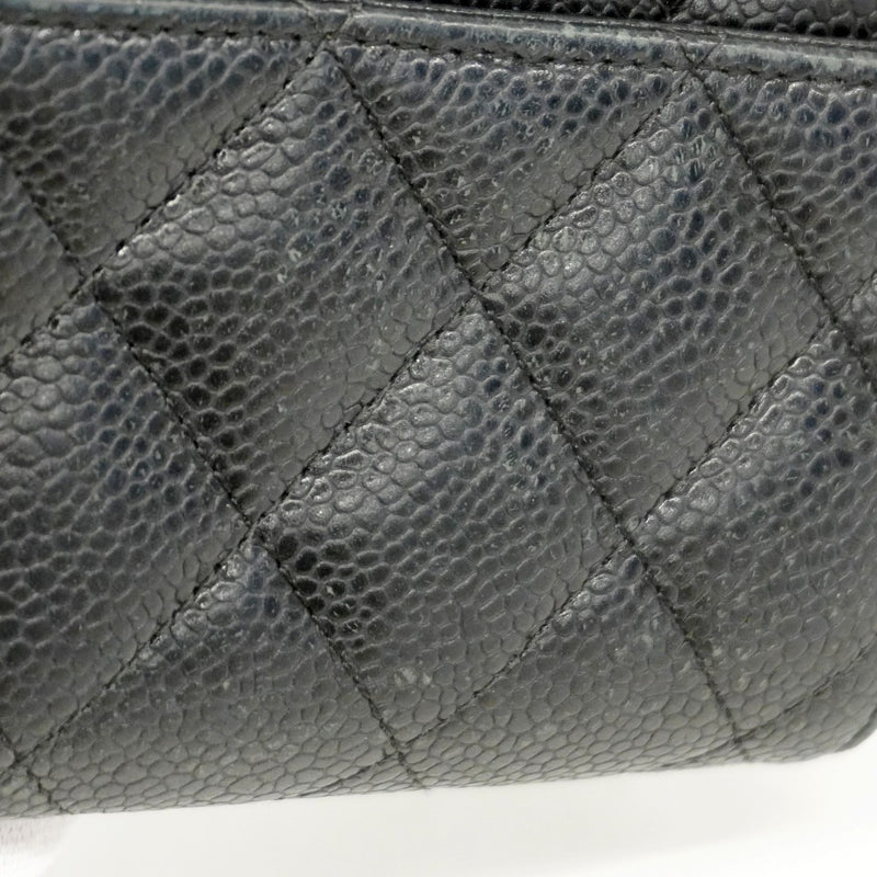 【6fa0475】シャネル 長財布 マトラッセ キャビアスキン ブラック ゴールド金具【中古】レディース