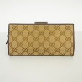 【6fa0490】グッチ 長財布 GGキャンバス/アビー 154256 キャンバス ブラウン ゴールド金具【中古】レディース