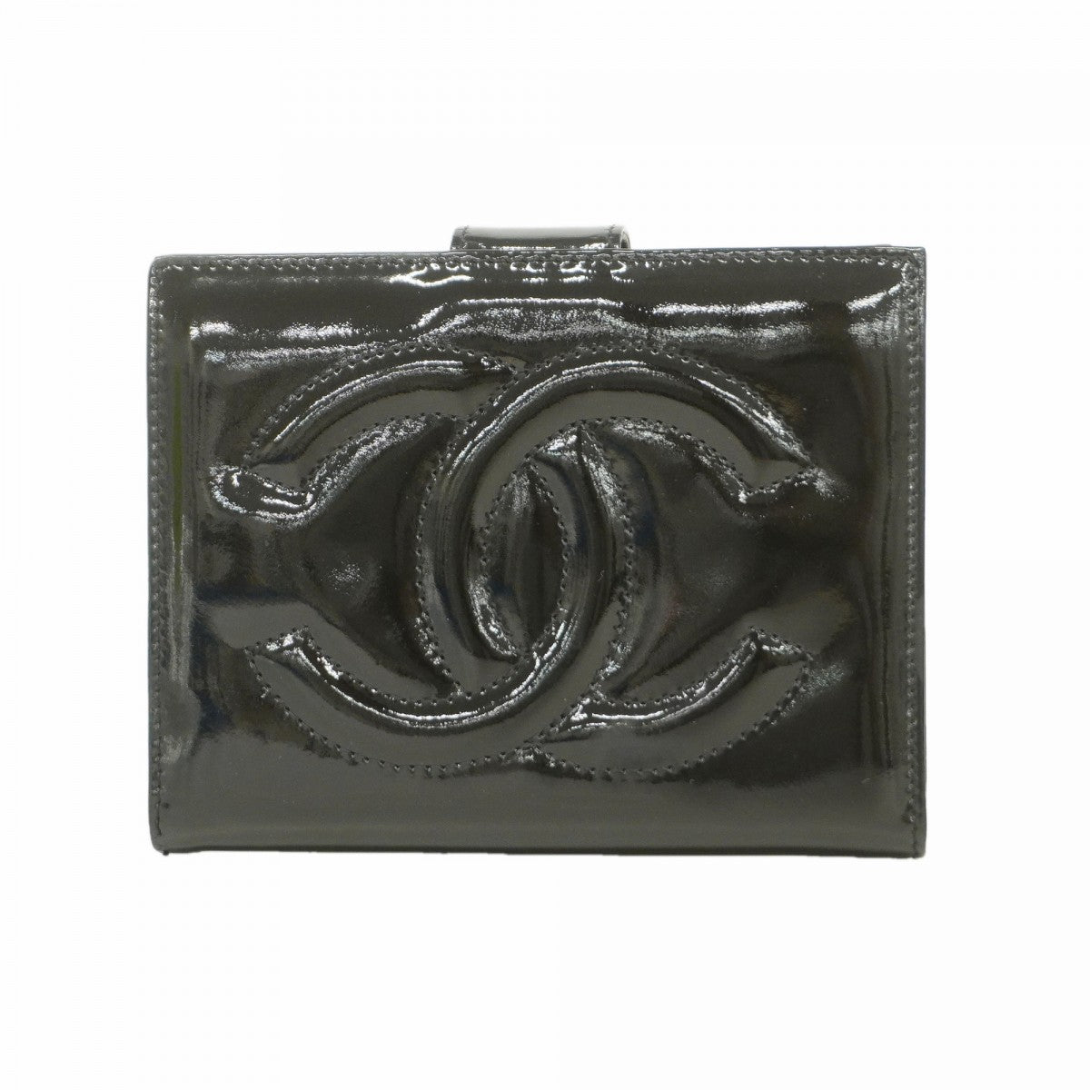 【6fa0495】シャネル 財布 パテントレザー ブラック ゴールド金具【中古】レディース