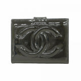 【6fa0495】シャネル 財布 パテントレザー ブラック ゴールド金具【中古】レディース