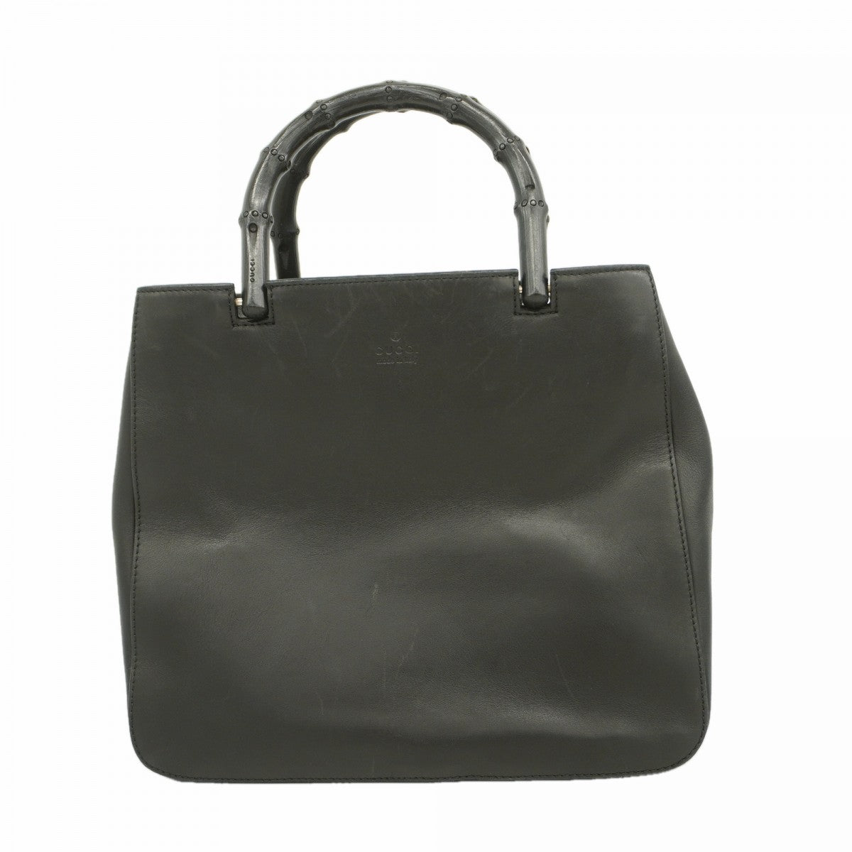 【6fa0498】グッチ ハンドバッグ バンブー 002 1061 レザー ブラック シルバー金具【中古】レディース
