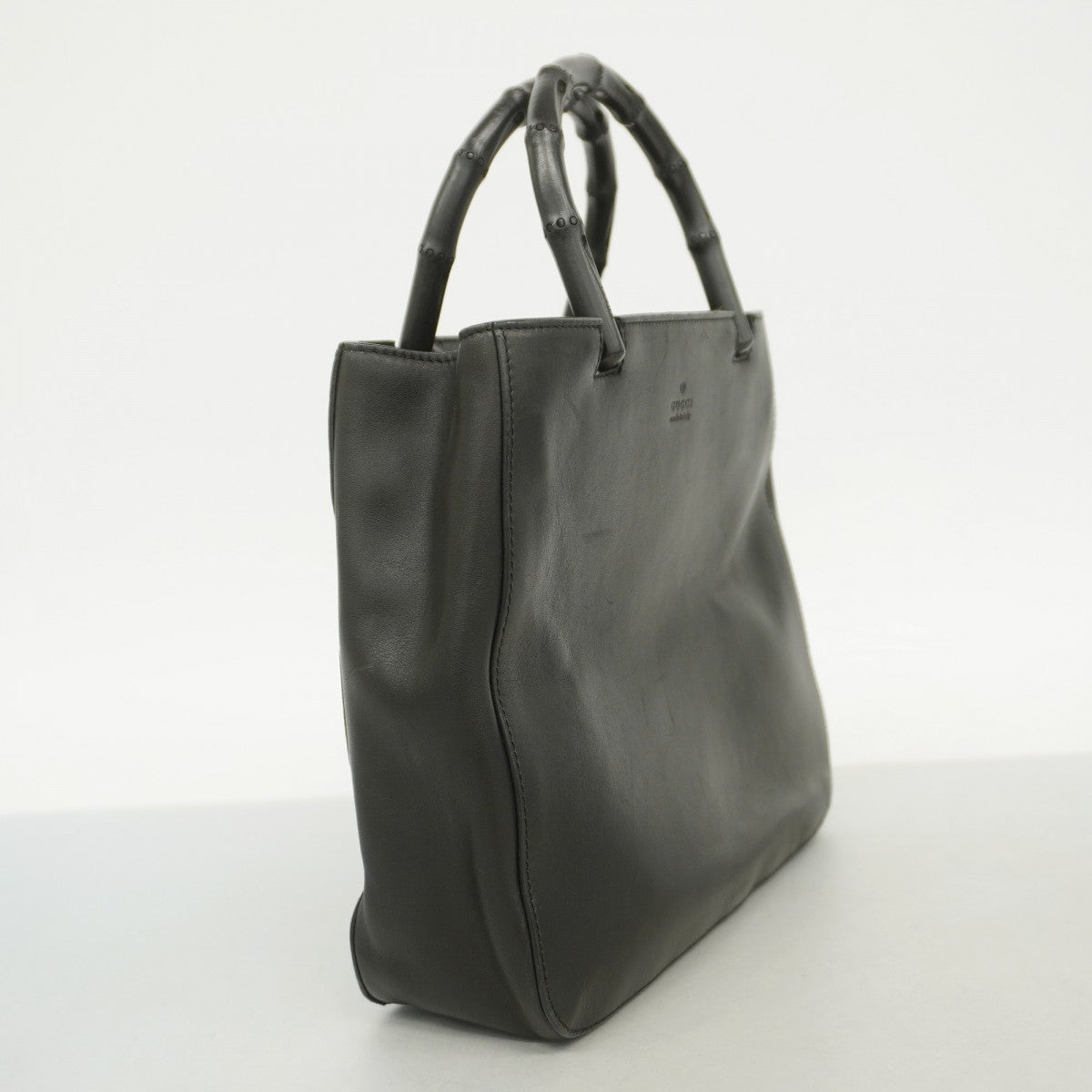 【6fa0498】グッチ ハンドバッグ バンブー 002 1061 レザー ブラック シルバー金具【中古】レディース