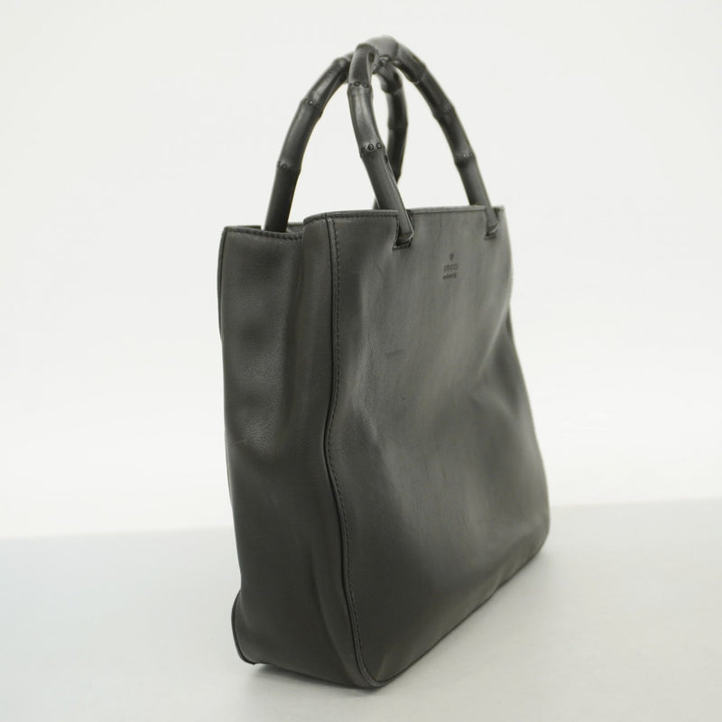 【6fa0498】グッチ ハンドバッグ バンブー 002 1061 レザー ブラック シルバー金具【中古】レディース