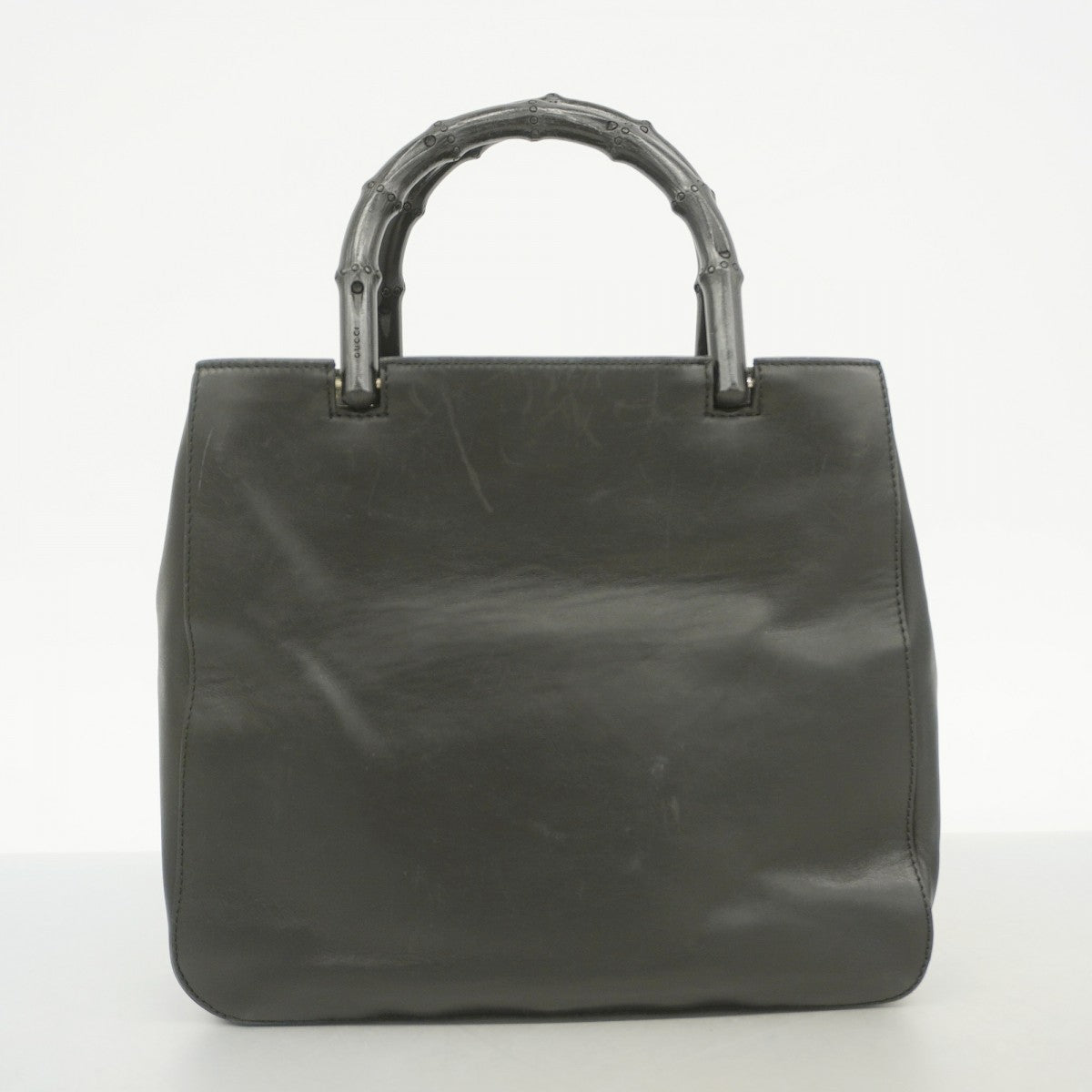 【6fa0498】グッチ ハンドバッグ バンブー 002 1061 レザー ブラック シルバー金具【中古】レディース