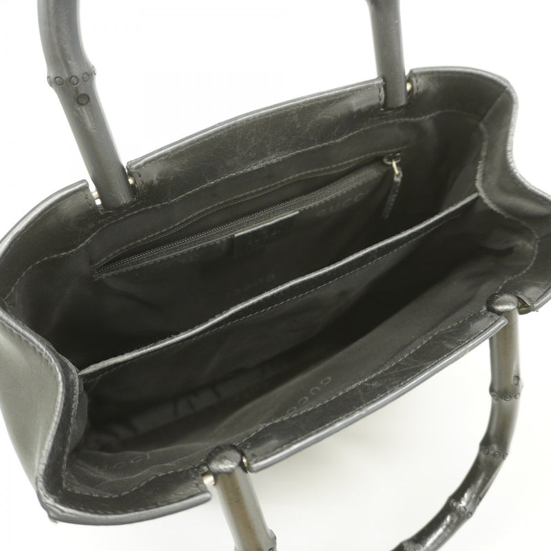 【6fa0498】グッチ ハンドバッグ バンブー 002 1061 レザー ブラック シルバー金具【中古】レディース