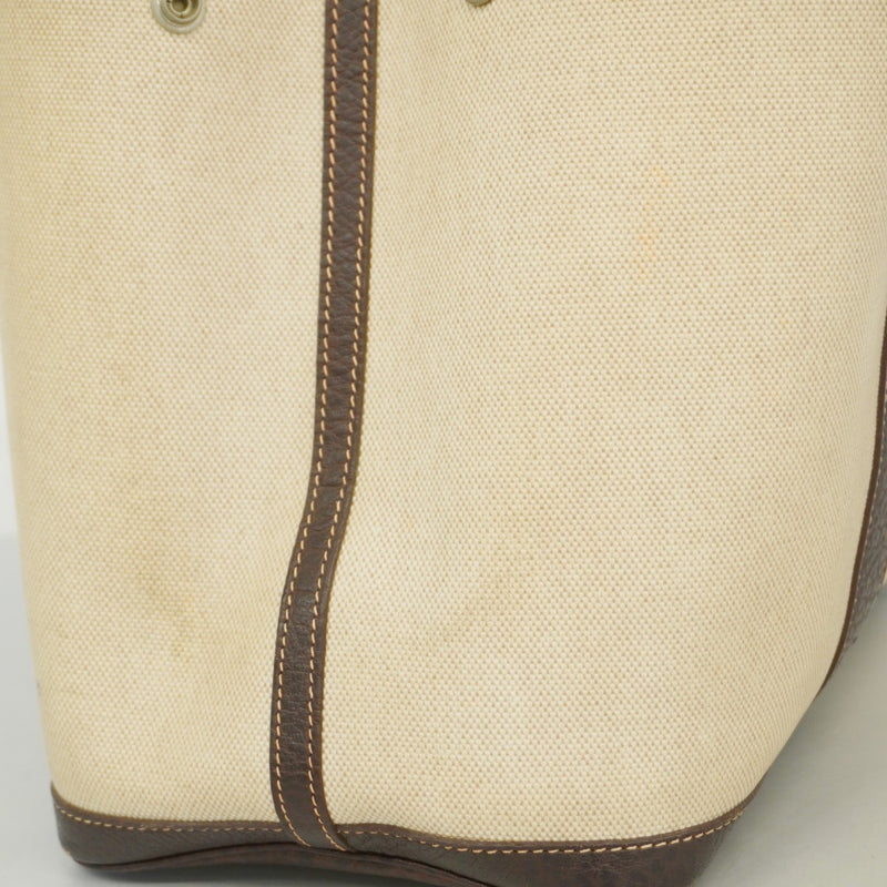 【6fa0500】エルメス トートバッグ ガーデンパーティMM トワルアッシュ ブラウン シルバー金具 □F刻印【中古】レディース