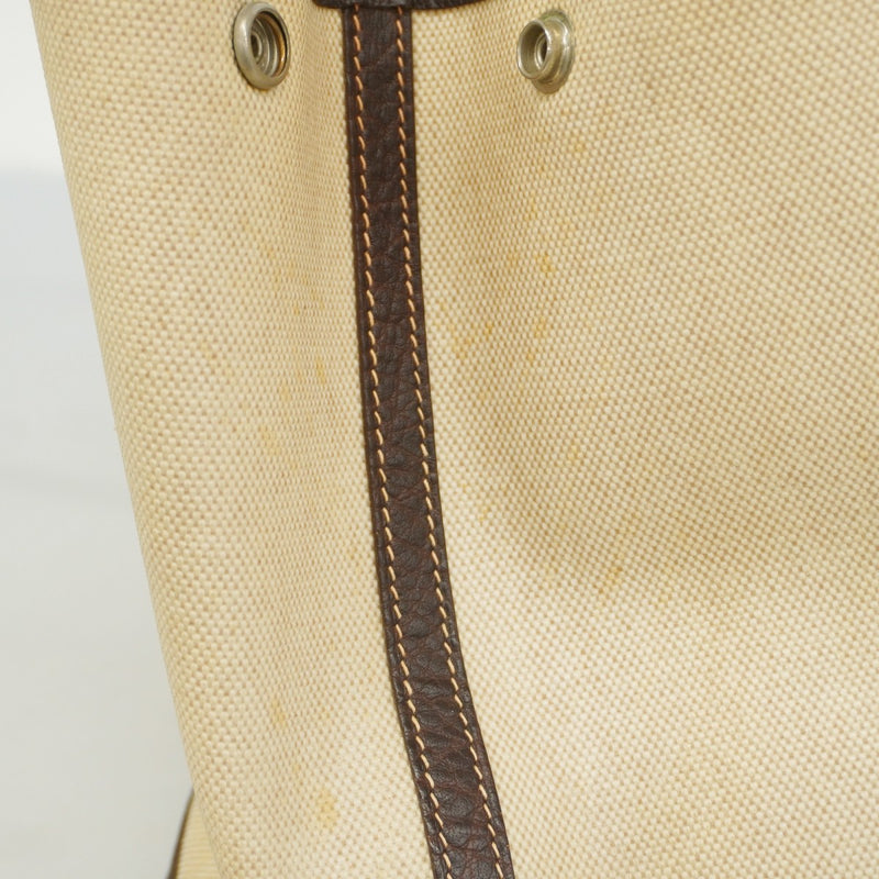 【6fa0500】エルメス トートバッグ ガーデンパーティMM トワルアッシュ ブラウン シルバー金具 □F刻印【中古】レディース