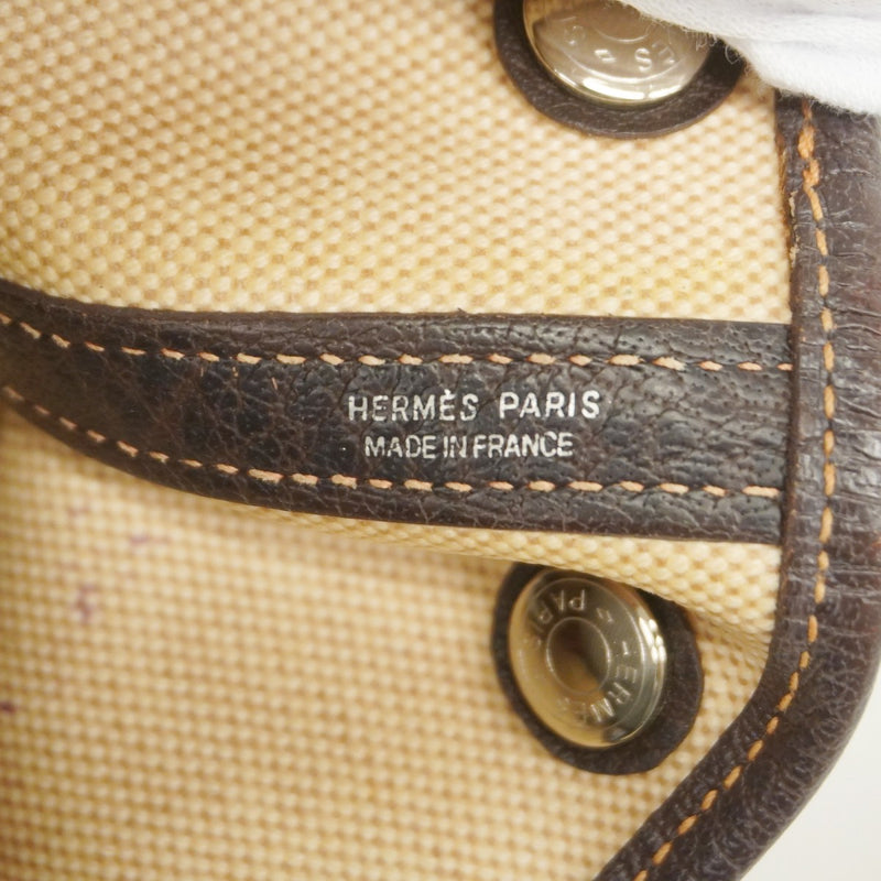 【6fa0501】エルメス トートバッグ ガーデンパーティTPM トワルアッシュ ブラウン シルバー金具 □I刻印 2wayバッグ【中古】レディース