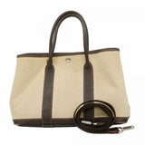 【6fa0501】エルメス トートバッグ ガーデンパーティTPM トワルアッシュ ブラウン シルバー金具 □I刻印 2wayバッグ【中古】レディース
